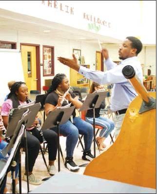 Led by band director, Demeprius Beachum, the Combined Marlin Jr. High/High School band played one of its competition pieces. It was shared that the band had just received a Division 1 rating in their U.I.L. band competition.<br />          Michael Moore photo