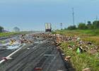 Crews had quite the mess to clean up after the accident on Highway 6 Saturday.