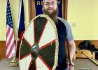 Kurt M. Rutz demonstrates historical European martial arts equipment Contributed photos/By Letitia Estep