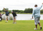 The Budweiser Team out of Temple celebrated a birdie on the 9th hole, locking in their victory. Photos by Alexandra Montoya The Budweiser Team out of Temple celebrated a birdie on the 9th hole, locking in their victory. Photos by Alexandra Montoya
