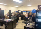 Students were excited to get guests into the chairs of their new salon