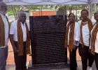 (L-R) Descendants Pastor David Hill (TX), Rev. LJ Tisdale (SC), Sharon Styles (CA), Angela Shaw Ross (NM), and Toni Kirk (TX) with the Kingstree, South Carolina monument. Photos courtesy of Sharon Styles (L-R) Descendants Pastor David Hill (TX), Rev. LJ Tisdale (SC), Sharon Styles (CA), Angela Shaw Ross (NM), and Toni Kirk (TX) with the Kingstree, South Carolina monument. Photos courtesy of Sharon Styles