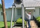 Don Stiles ringing the bell at First Presbyterian Church in Lott Easter Sunday at noon. Photo by Mark Pelzel, The Rosebud News