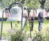 Attendees at the Memorial Day ceremony gathered at the southeast corner of the Falls County Courthouse grounds for the ringing of the historic bell. Photo by Mark Pelzel